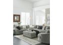 Comfy 5 Seater Modular Plush Sofa with Reversible Cushions in Grey/Ivory Colour Anti Sag Fabric - Lambina